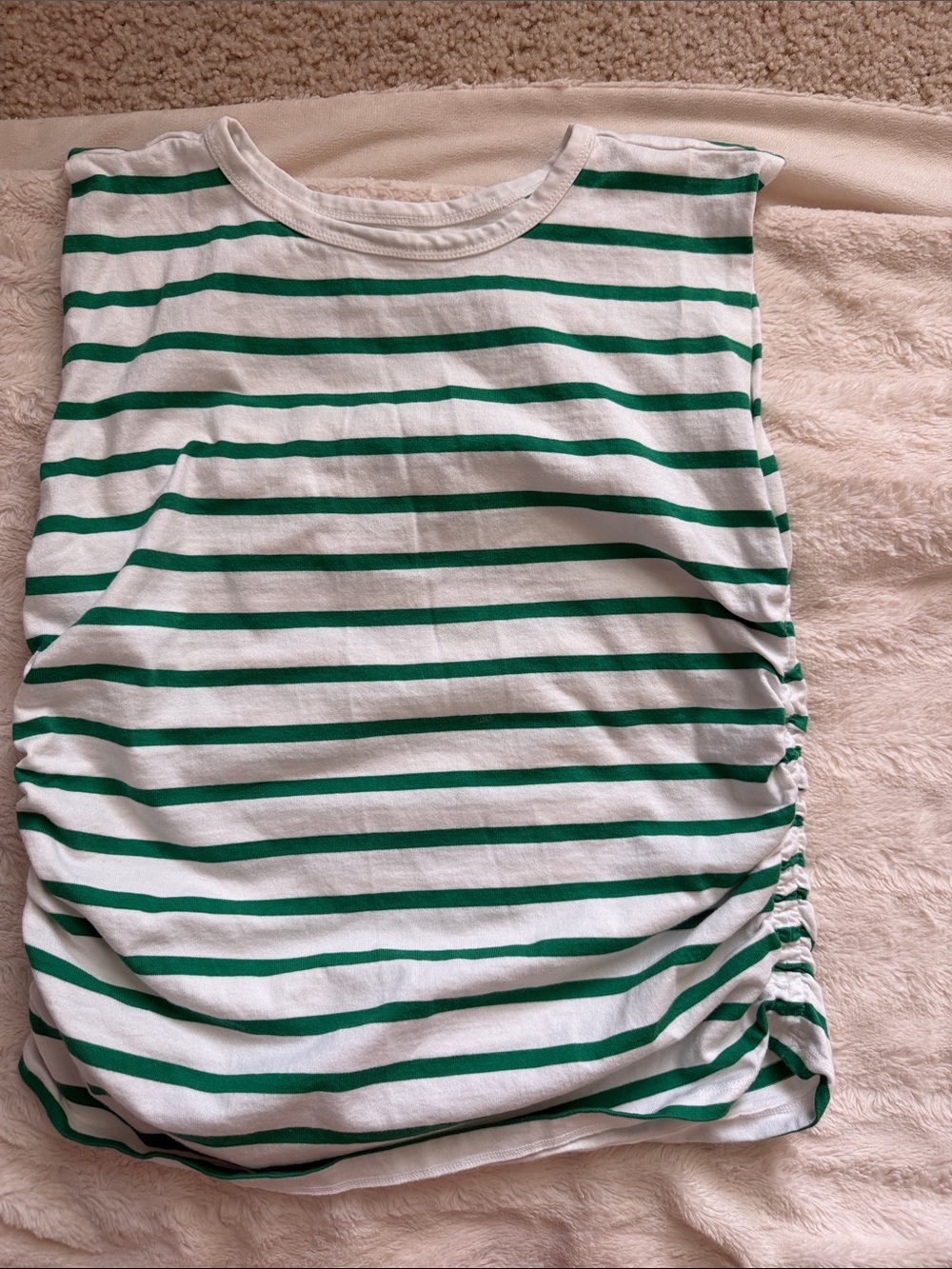 LOFT Green and White Striped Tank Top